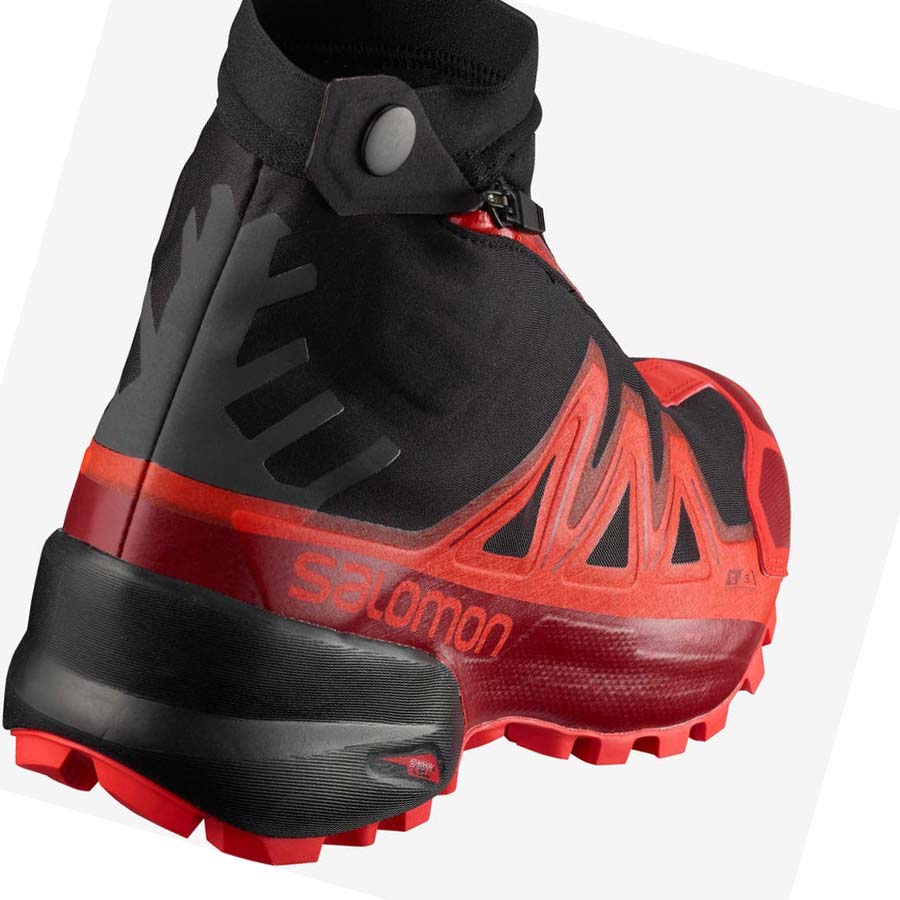 Salomon SNOWSPIKE CLIMASALOMON™ WATERPROOF Trail Futócipő Női Fekete Piros | HU 2879JPQ